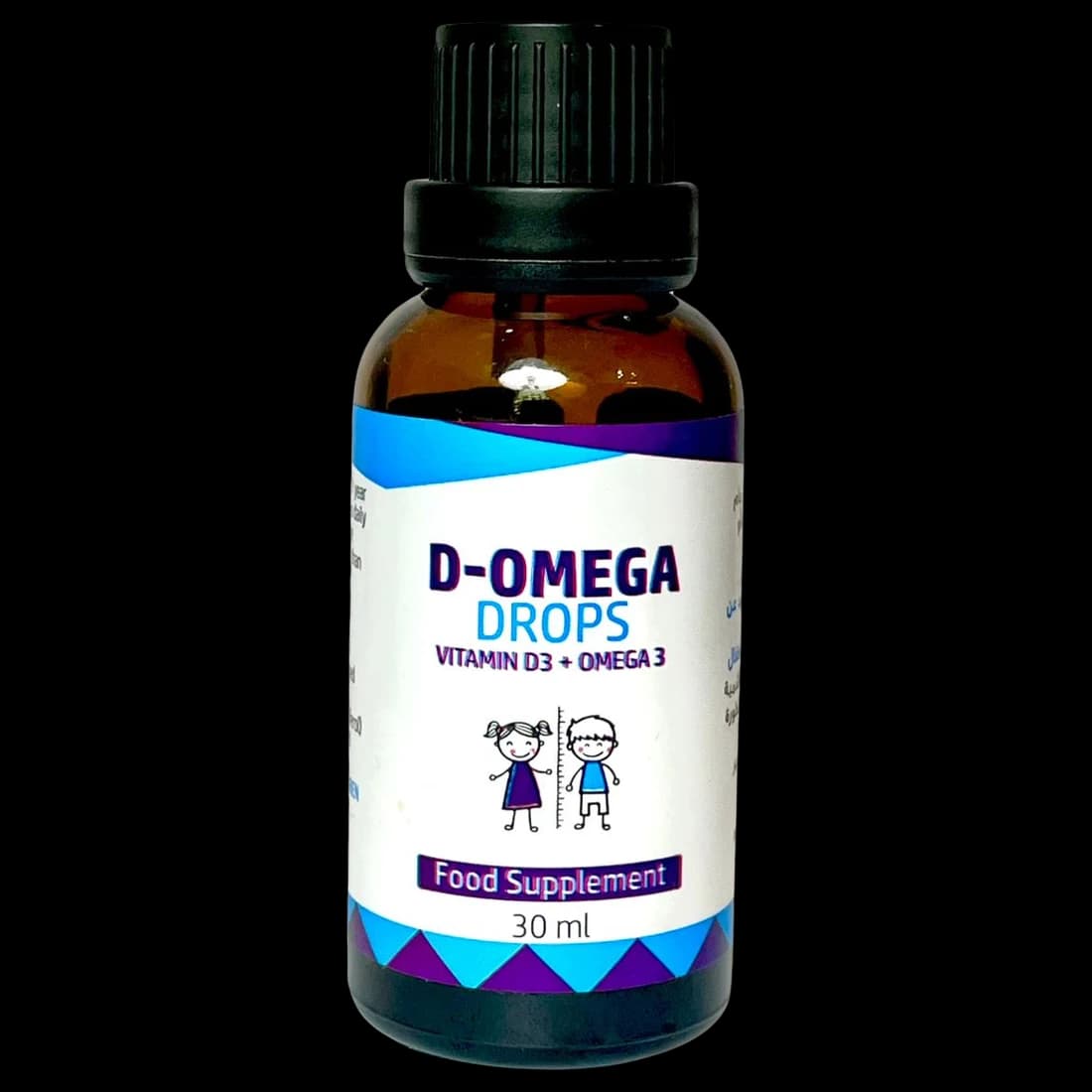 D-Omega Drops 30 ml bottle, vitamin D3 + omega-3 food supplement